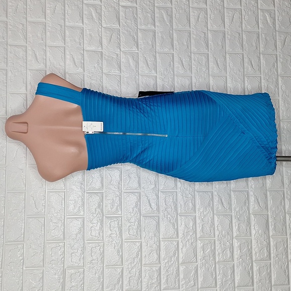 BEBE Pretty Baby Pleated One Strap Dress Fitted Bodycon Asymmetrical NWT - Picture 4 of 11